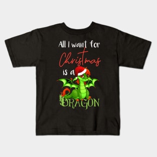 Cute Anime Christmas Dragon TShirt - All I Want For Christmas is a Dragon Kids T-Shirt